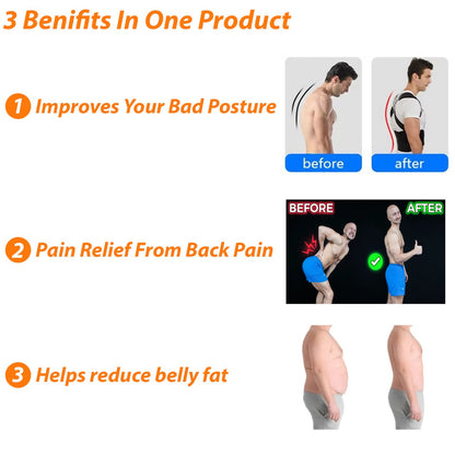 Fitness Plus Posture Corrector Belt – Adjustable Back Support Brace for Men & Women | Spine Alignment & Lower Back Pain Relief