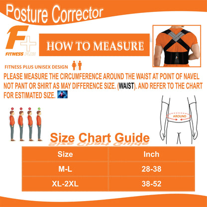 Fitness Plus Posture Corrector Belt – Adjustable Back Support Brace for Men & Women | Spine Alignment & Lower Back Pain Relief